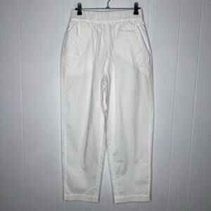 TELA Italy Women’s Cotton Barrel Leg Pants White Poplin Size L Regular